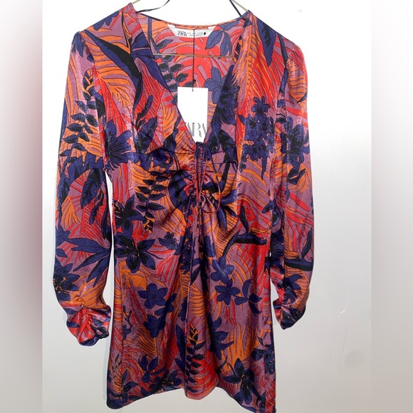 Zara tropical Tshirt fit dress NWT - Picture 1 of 5